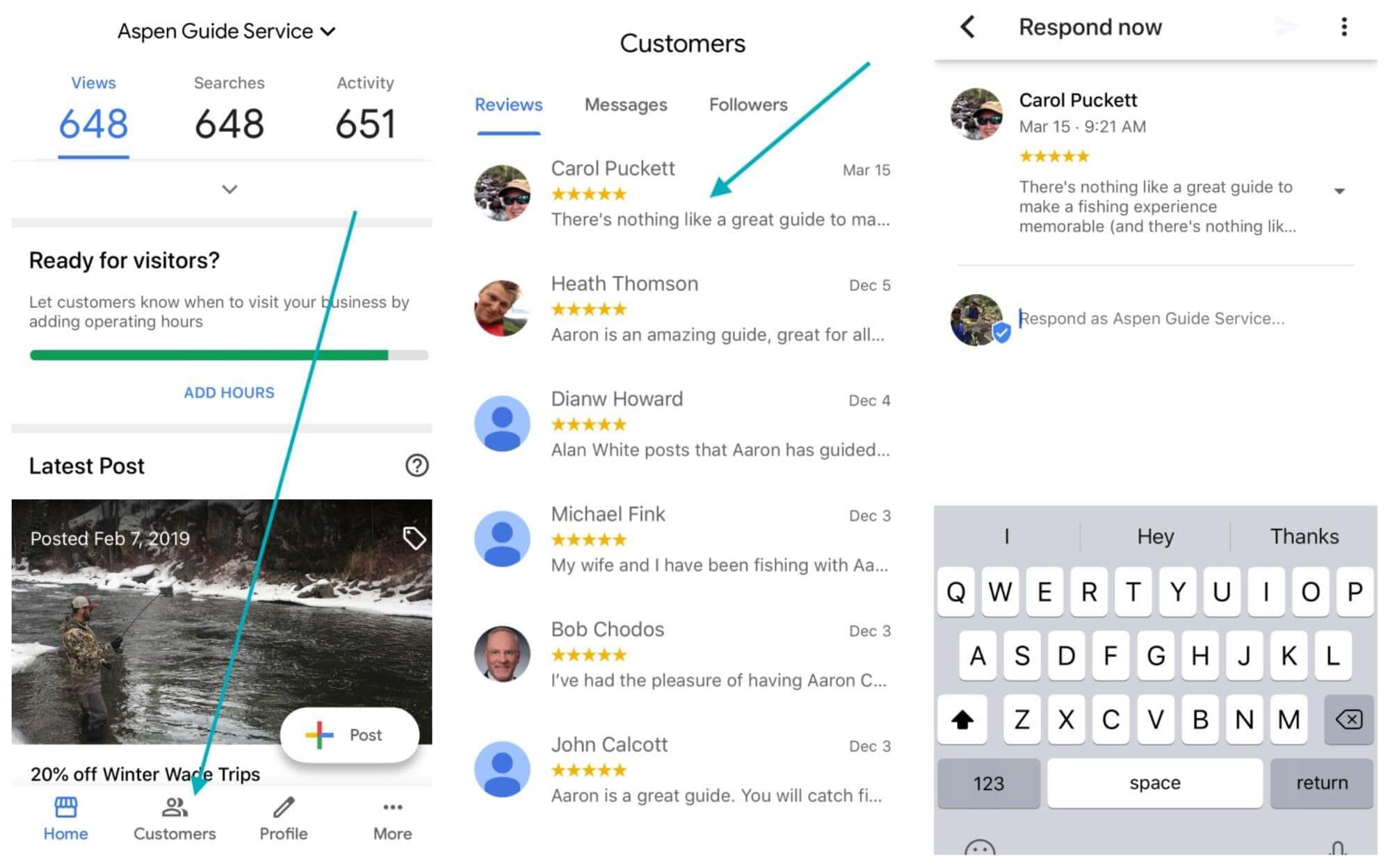 Where to reply to Google reviews on mobile