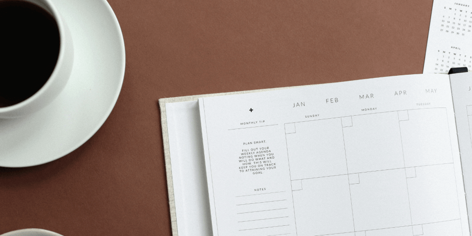 Monthly Seo Calendar And A Cup Of Coffee